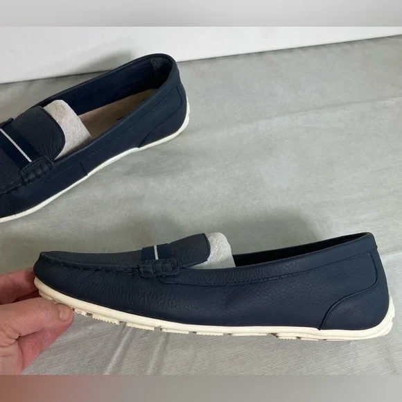 Clarks Dameo Vine Navy Blue Leather Penny Loafer Women Size 9M - Picture 3 of 16